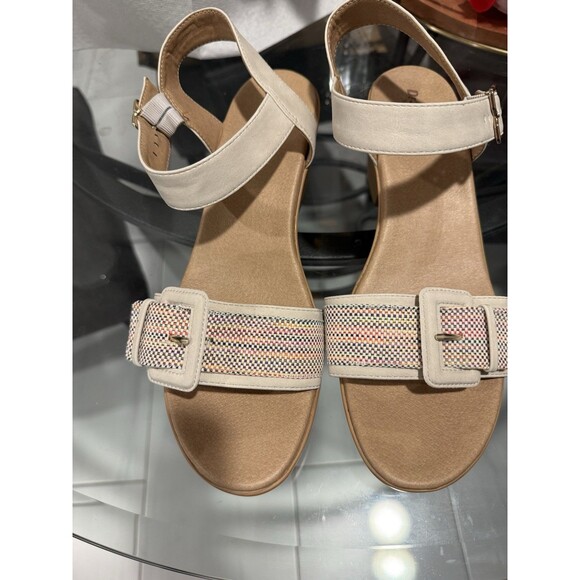 Dr. Scholl's Shoes - Dr. Scholl's Beige/Tan Wedge Strappy Ankle Strap Buckle Sandals US 11 EU 42